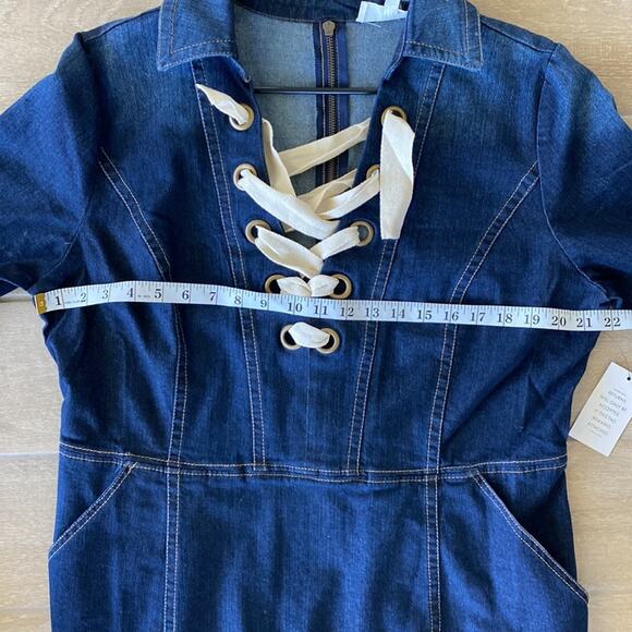 Eloquii Lace Up Denim Dress Size: 16 - Picture 7 of 7